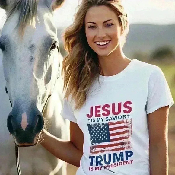 nataly thyme Tops - unisex trump /jesus Bold Patriotic Statement Apparel"